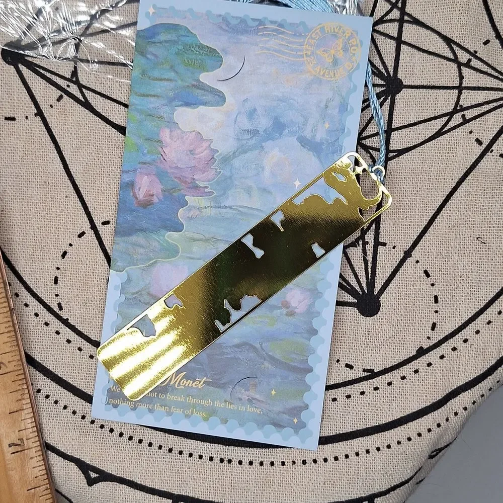 Monet Artistic Bookmark with Light Blue Tassel